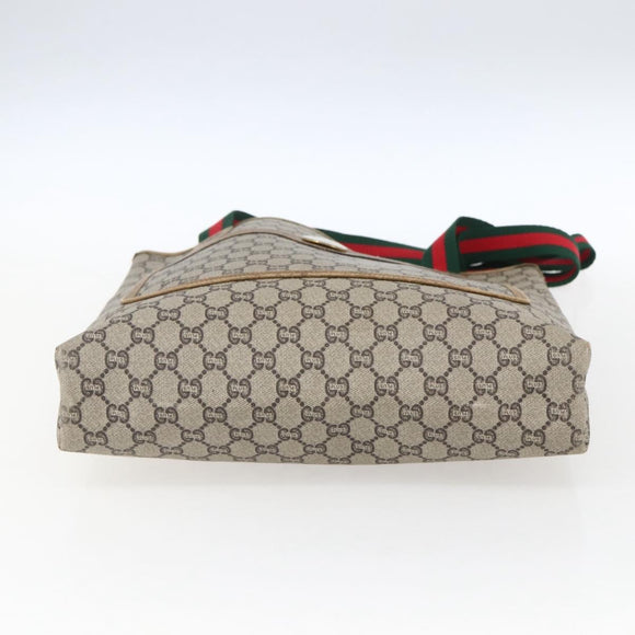 GUCCI GG Plus Supreme Web Sherry Line Tote Bag PVC Beige Gold Auth ep13260