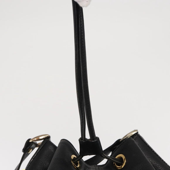 Burberrys Shoulder Bag Leather Black Gold Auth ep13262