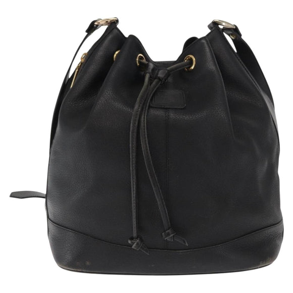 Burberrys Shoulder Bag Leather Black Gold Auth ep13262