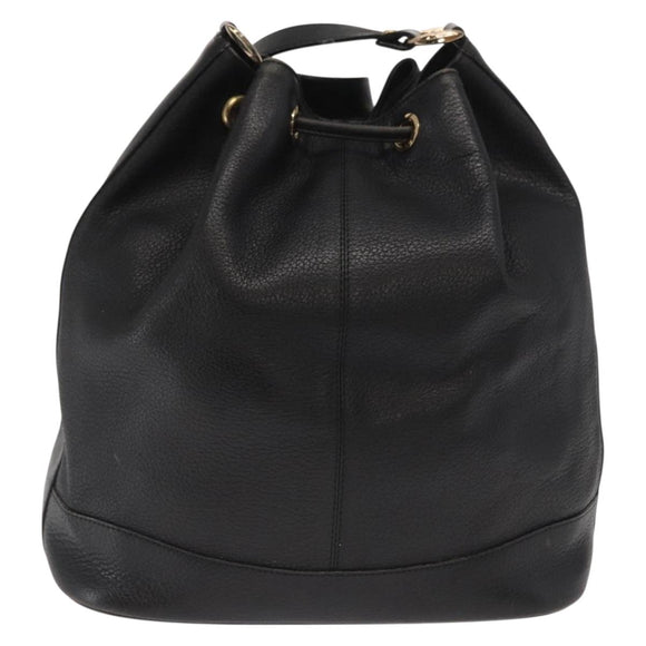 Burberrys Shoulder Bag Leather Black Gold Auth ep13262