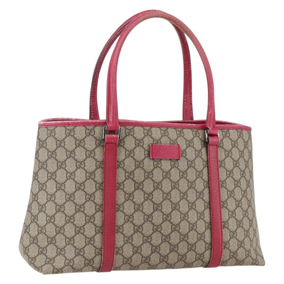 GUCCI GG Supreme Tote Bag PVC Beige Silver 114595 Auth ep13264
