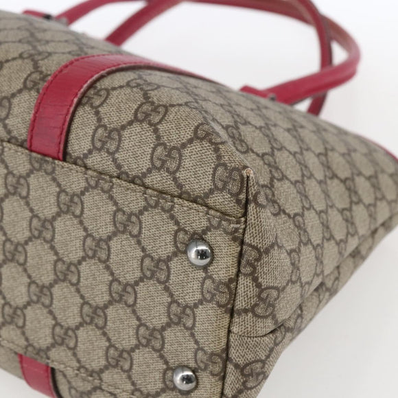 GUCCI GG Supreme Tote Bag PVC Beige Silver 114595 Auth ep13264