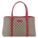 GUCCI GG Supreme Tote Bag PVC Beige Silver 114595 Auth ep13264-2