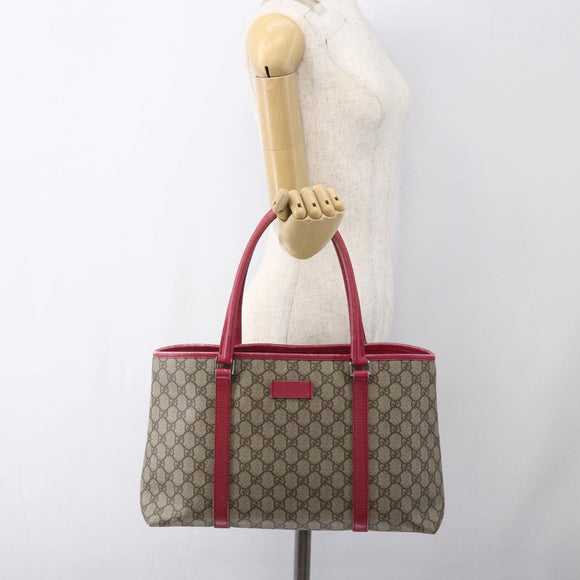 GUCCI GG Supreme Tote Bag PVC Beige Silver 114595 Auth ep13264