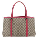 GUCCI GG Supreme Tote Bag PVC Beige Silver 114595 Auth ep13264-3