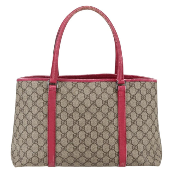 GUCCI GG Supreme Tote Bag PVC Beige Silver 114595 Auth ep13264