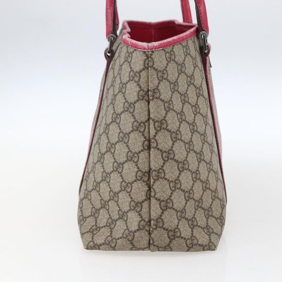 GUCCI GG Supreme Tote Bag PVC Beige Silver 114595 Auth ep13264