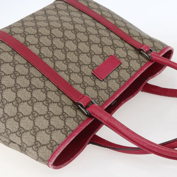 GUCCI GG Supreme Tote Bag PVC Beige Silver 114595 Auth ep13264