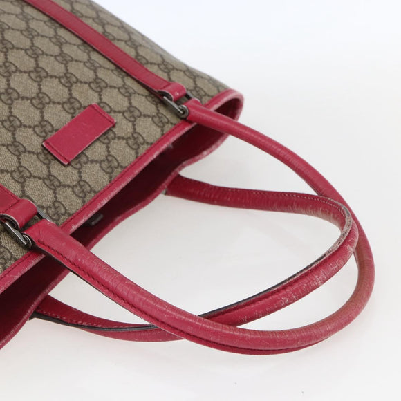 GUCCI GG Supreme Tote Bag PVC Beige Silver 114595 Auth ep13264