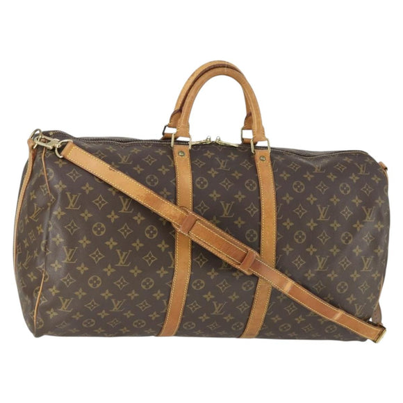 LOUIS VUITTON Monogram Keepall Bandouliere 55 Boston Bag M41414 LV Auth ep13266