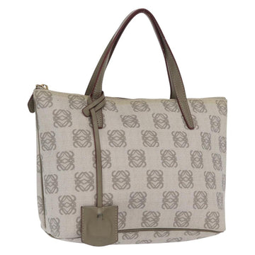 LOEWE Anagram Hand Bag Leather Gray Gold Auth ep13268