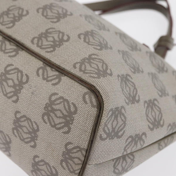 LOEWE Anagram Hand Bag Leather Gray Gold Auth ep13268