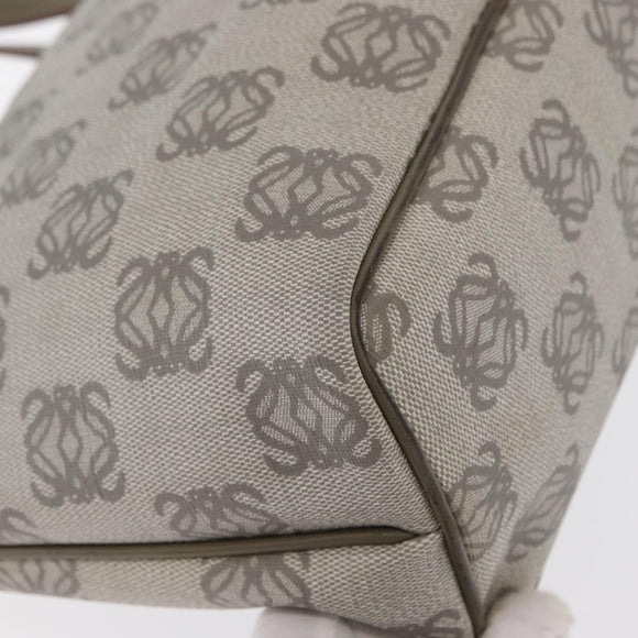 LOEWE Anagram Hand Bag Leather Gray Gold Auth ep13268