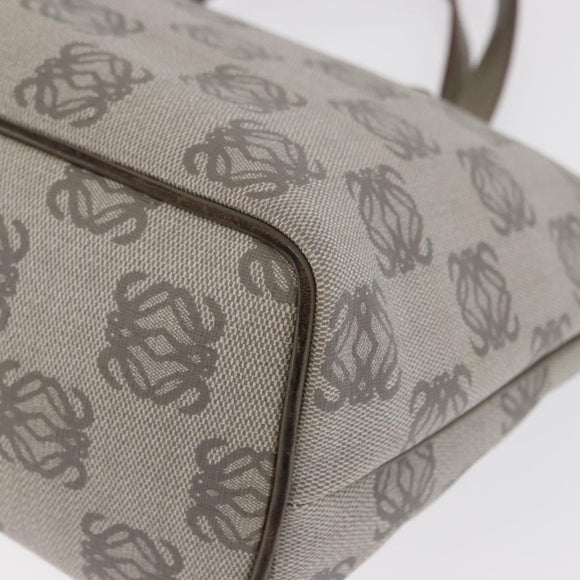 LOEWE Anagram Hand Bag Leather Gray Gold Auth ep13268