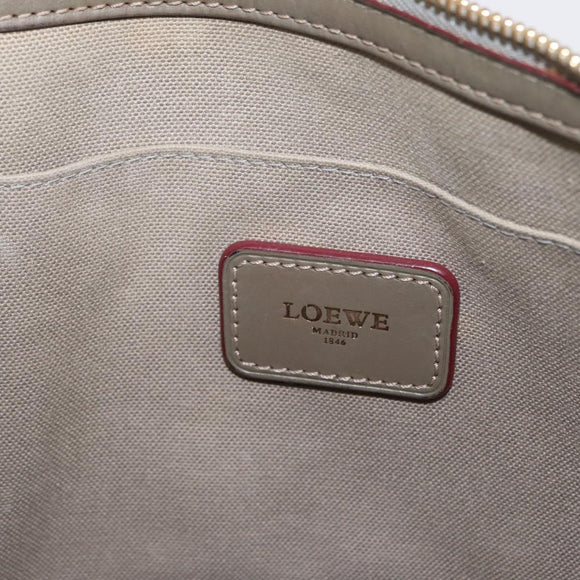 LOEWE Anagram Hand Bag Leather Gray Gold Auth ep13268