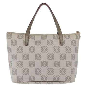 LOEWE Anagram Hand Bag Leather Gray Gold Auth ep13268 - 0