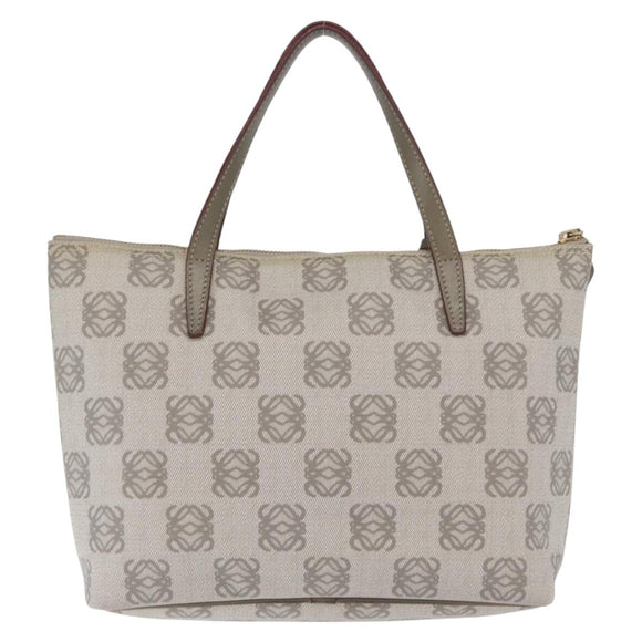 LOEWE Anagram Hand Bag Leather Gray Gold Auth ep13268
