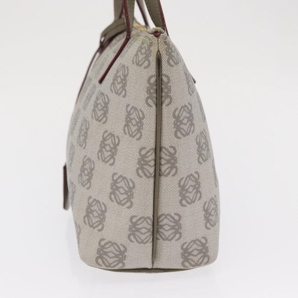 LOEWE Anagram Hand Bag Leather Gray Gold Auth ep13268