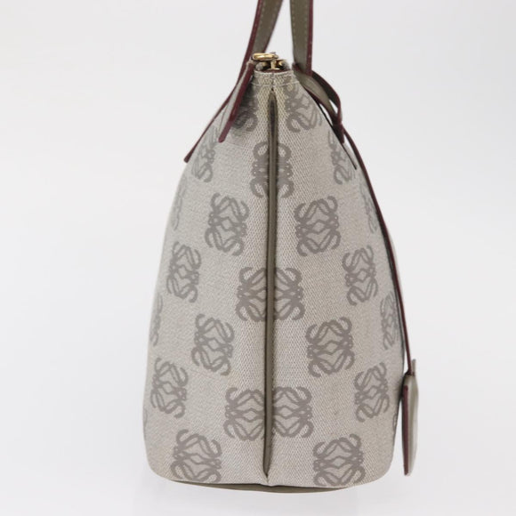 LOEWE Anagram Hand Bag Leather Gray Gold Auth ep13268