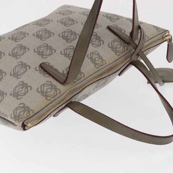 LOEWE Anagram Hand Bag Leather Gray Gold Auth ep13268