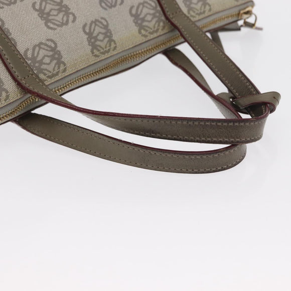 LOEWE Anagram Hand Bag Leather Gray Gold Auth ep13268