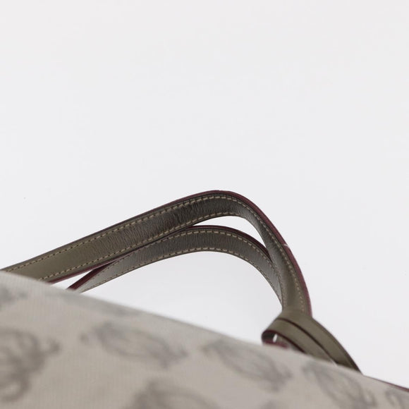 LOEWE Anagram Hand Bag Leather Gray Gold Auth ep13268