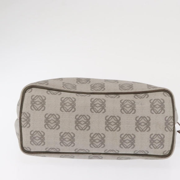 LOEWE Anagram Hand Bag Leather Gray Gold Auth ep13268