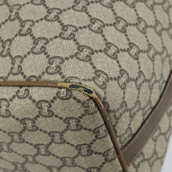 GUCCI GG Plus Supreme Hand Bag PVC Beige Gold Auth ep13270