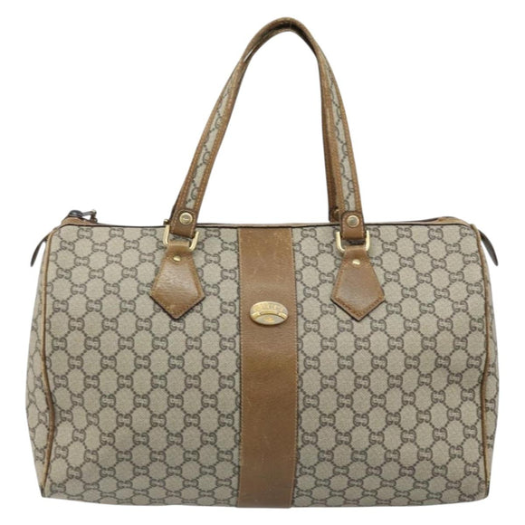 GUCCI GG Plus Supreme Hand Bag PVC Beige Gold Auth ep13270
