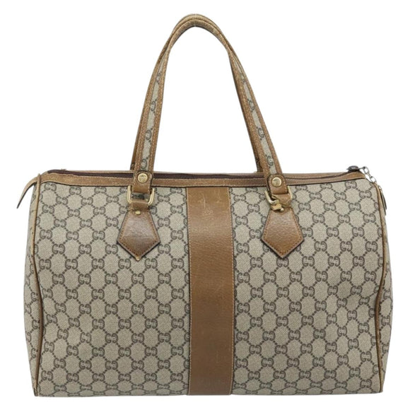 GUCCI GG Plus Supreme Hand Bag PVC Beige Gold Auth ep13270