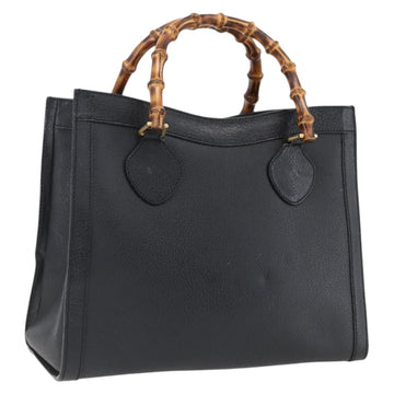 GUCCI Bamboo Hand Bag Leather Black Gold 002 1186 0260 Auth ep13272
