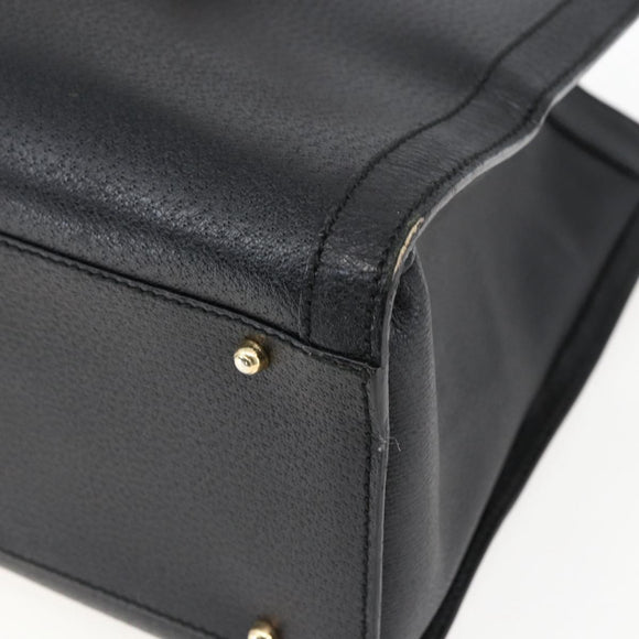 GUCCI Bamboe Handtas Leer Zwart Goud 002 1186 0260 Auth ep13272