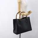 GUCCI Bamboe Handtas Leer Zwart Goud 002 1186 0260 Auth ep13272-24
