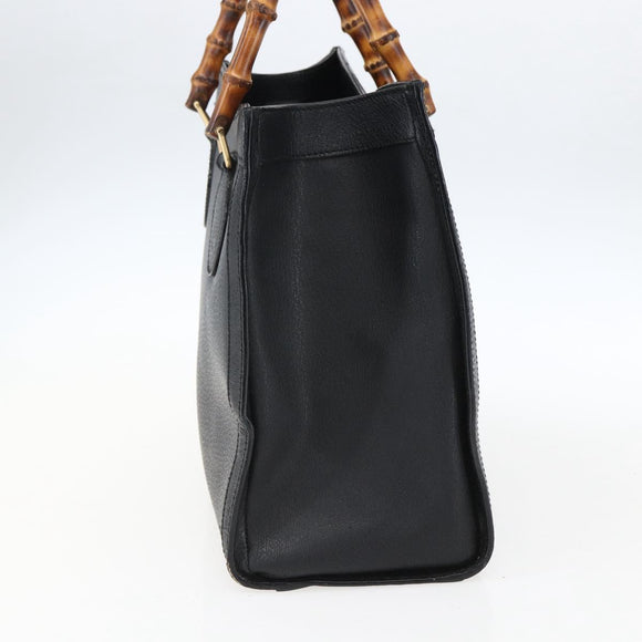 GUCCI Bamboe Handtas Leer Zwart Goud 002 1186 0260 Auth ep13272