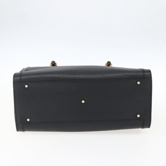 GUCCI Bamboe Handtas Leer Zwart Goud 002 1186 0260 Auth ep13272