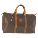 CELINE Macadam Canvas Boston Bag PVC Leather Brown Gold Auth ep13278-1