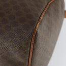 CELINE Macadam Canvas Boston Bag PVC Leather Brown Gold Auth ep13278-8