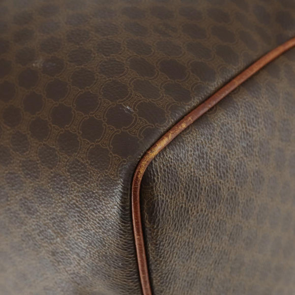 CELINE Macadam Canvas Boston Bag PVC Leather Brown Gold Auth ep13278
