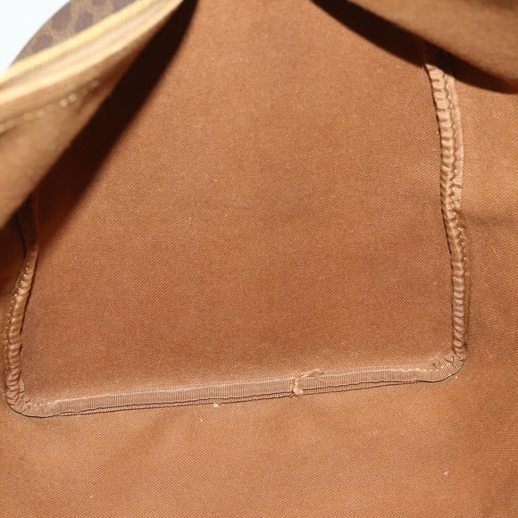 CELINE Macadam Canvas Boston Bag PVC Leather Brown Gold Auth ep13278