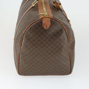 CELINE Macadam Canvas Boston Bag PVC Leather Brown Gold Auth ep13278-4