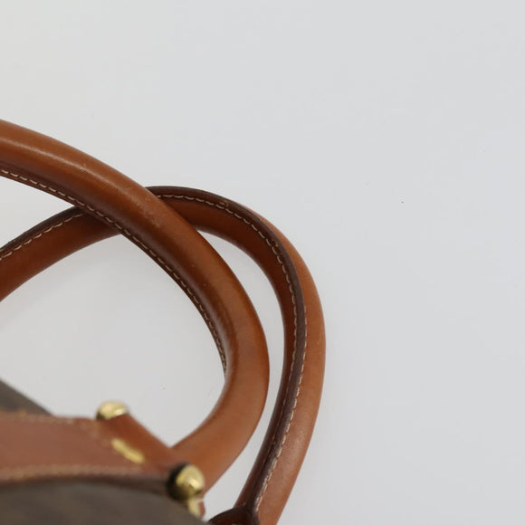 CELINE Macadam Canvas Boston Bag PVC Leather Brown Gold Auth ep13278