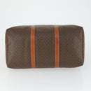 CELINE Macadam Canvas Boston Bag PVC Leather Brown Gold Auth ep13278-5