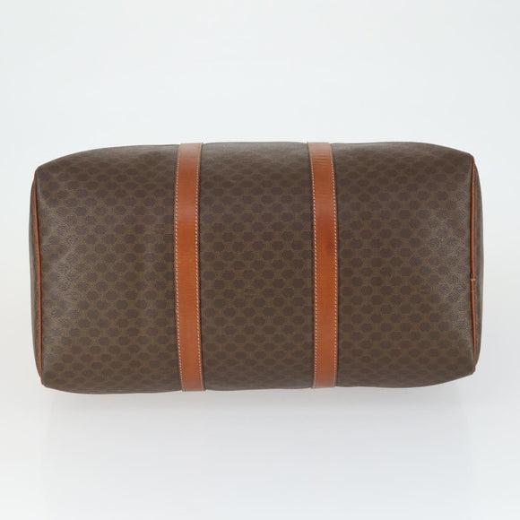 CELINE Macadam Canvas Boston Bag PVC Leather Brown Gold Auth ep13278