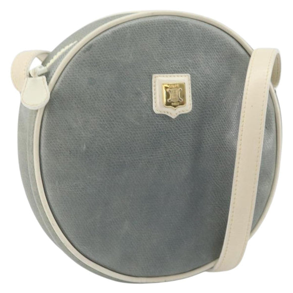 CELINE Shoulder Bag Leather Light Blue Gold Auth ep13281