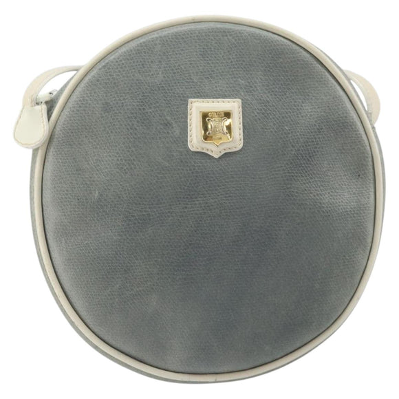 CELINE Shoulder Bag Leather Light Blue Gold Auth ep13281