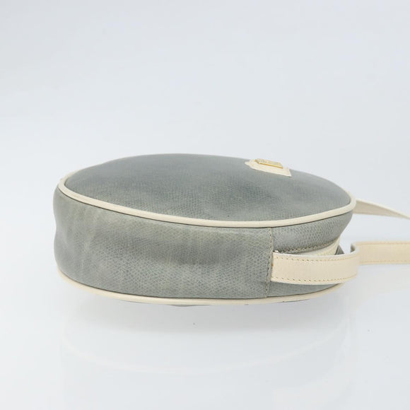 CELINE Shoulder Bag Leather Light Blue Gold Auth ep13281