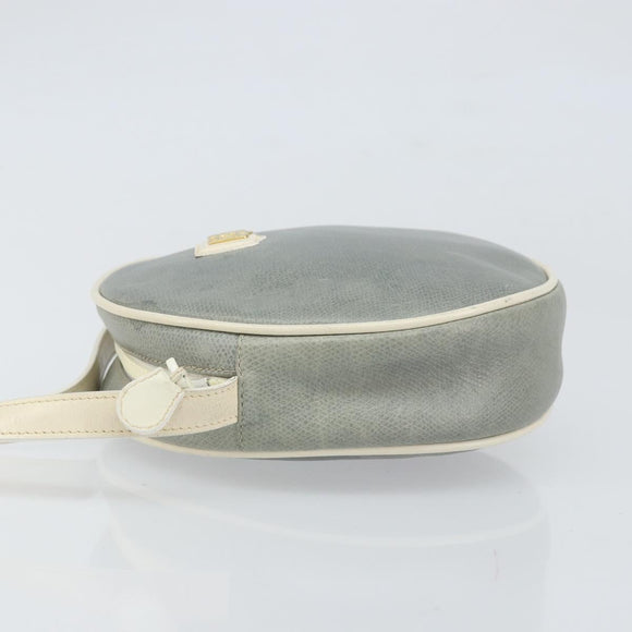 CELINE Shoulder Bag Leather Light Blue Gold Auth ep13281