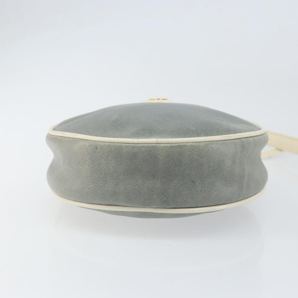 CELINE Shoulder Bag Leather Light Blue Gold Auth ep13281