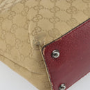 GUCCI GG Canvas Tote Bag Beige Silver 120840 Auth ep13283-14