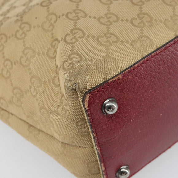 GUCCI GG Canvas Tote Bag Beige Silver 120840 Auth ep13283